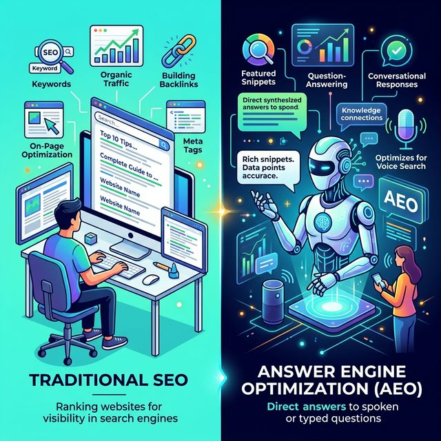 SEO vs AEO Comparison Infographic